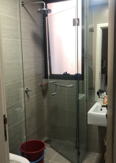 Bathroom Glass Swing Door 2 (Realignment, replace shower hinges, handle, water seal)